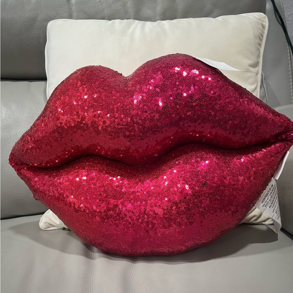 Sequin Lip-Shaped Pillow